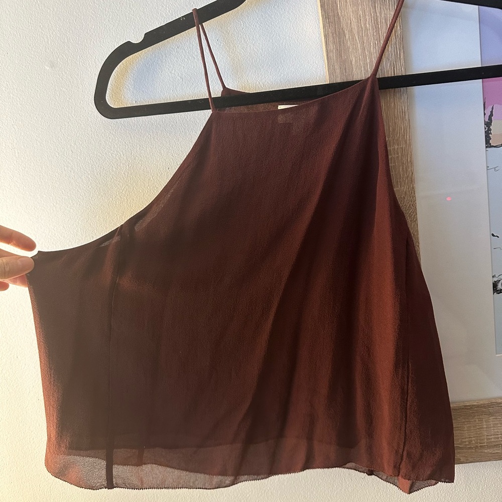 Aritzia Wilfred Silk Blouse tank top high neck size M - Picture 8 of 8